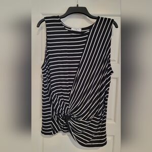 Zenana Outfitters Black and White Asymmetrical Tank Top